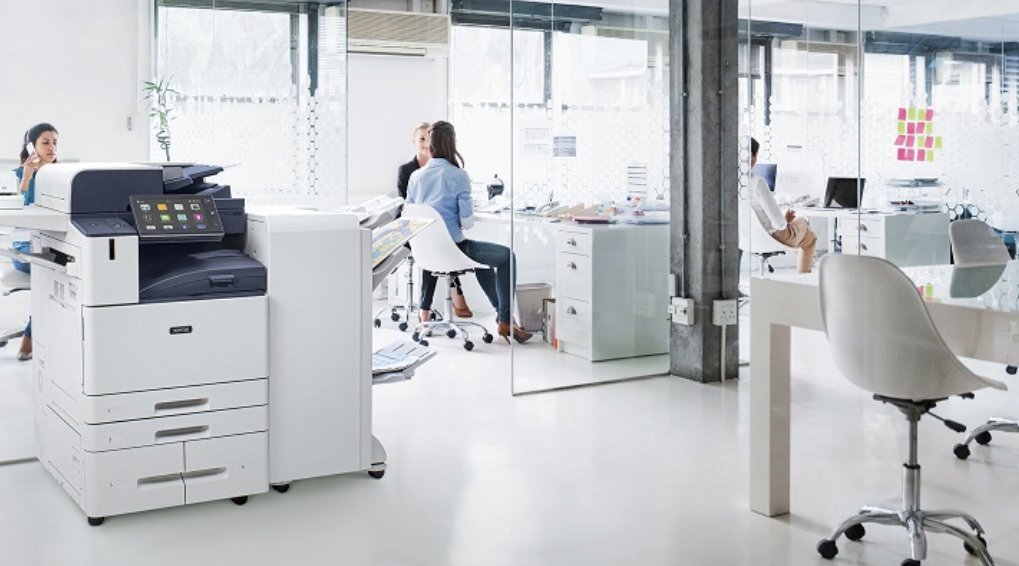 Xerox multifunction copier in a glass-walled office
